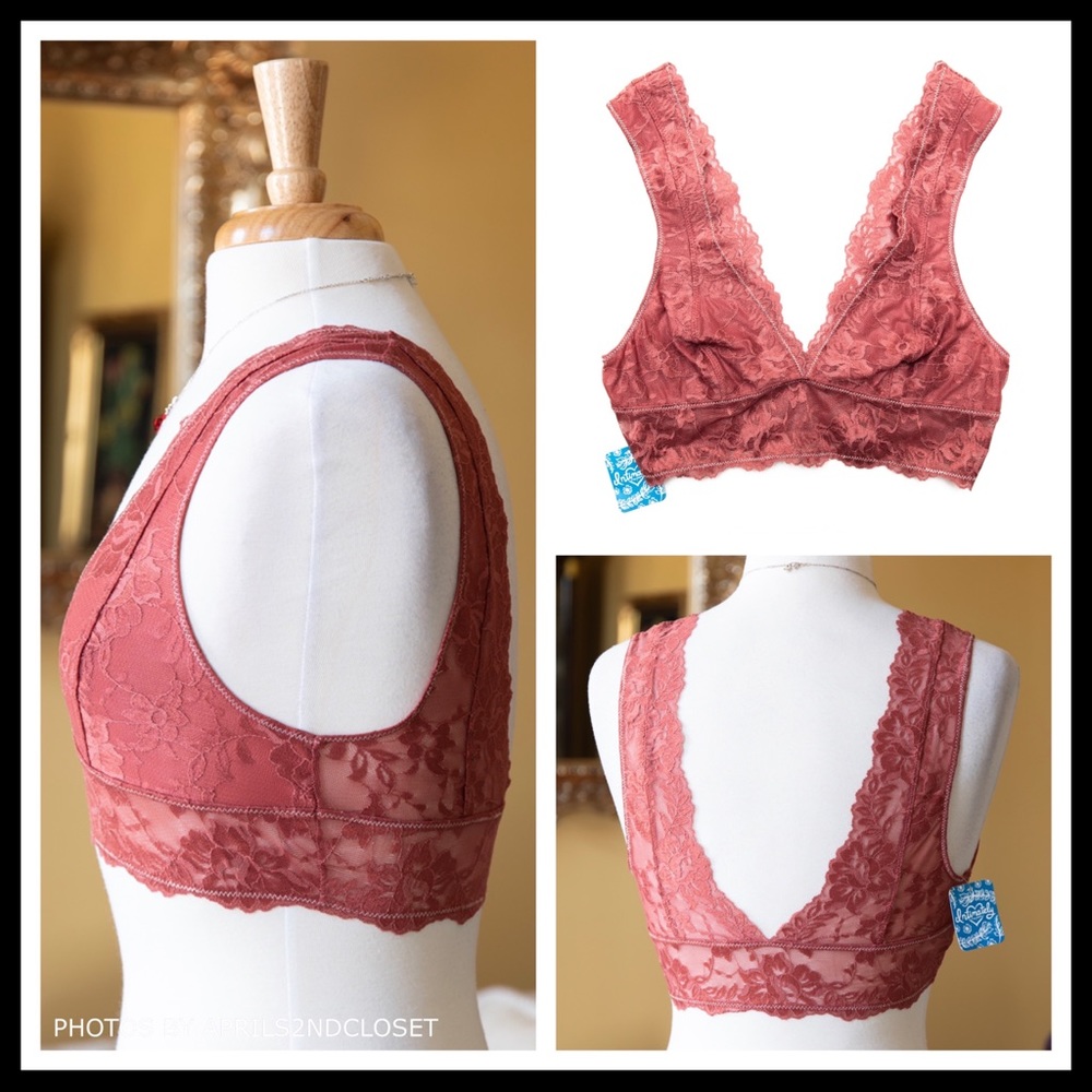 FREE PEOPLE BOHO PLUNGE BRA RED LACE BRALETTE A2C - Picture 4 of 8